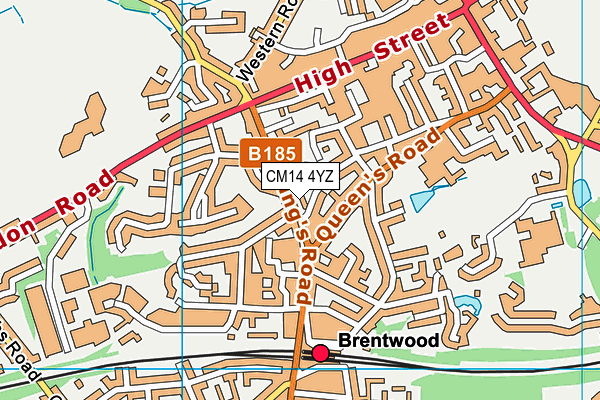 CM14 4YZ map - OS VectorMap District (Ordnance Survey)