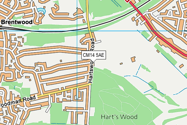 Hartswood Golf Club map (CM14 5AE) - OS VectorMap District (Ordnance Survey)