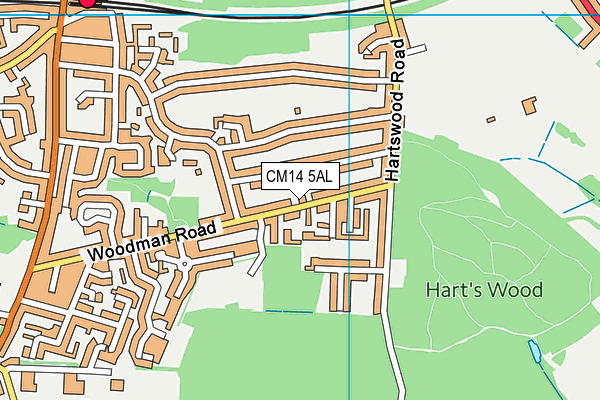 CM14 5AL map - OS VectorMap District (Ordnance Survey)