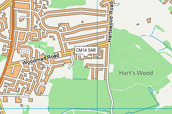 CM14 5AR map - OS VectorMap District (Ordnance Survey)