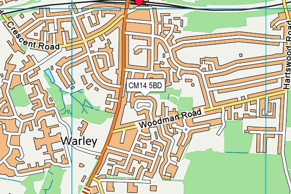 CM14 5BD map - OS VectorMap District (Ordnance Survey)