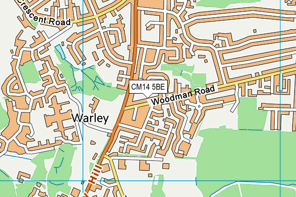 CM14 5BE map - OS VectorMap District (Ordnance Survey)