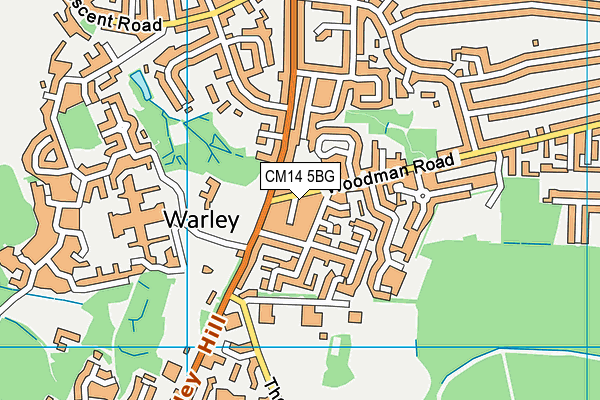 CM14 5BG map - OS VectorMap District (Ordnance Survey)