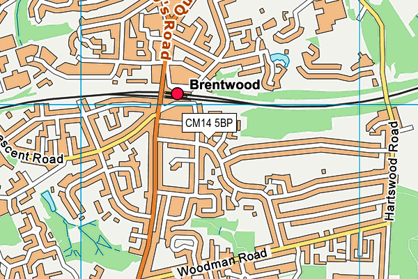 CM14 5BP map - OS VectorMap District (Ordnance Survey)