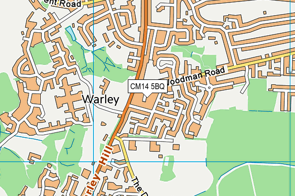 CM14 5BQ map - OS VectorMap District (Ordnance Survey)