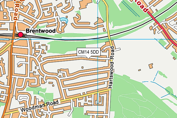 CM14 5DD map - OS VectorMap District (Ordnance Survey)