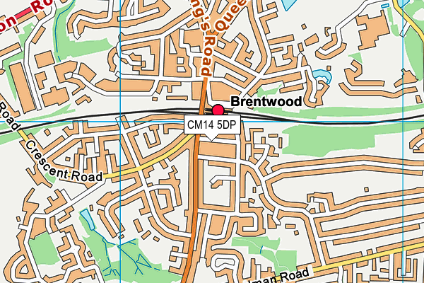 CM14 5DP map - OS VectorMap District (Ordnance Survey)