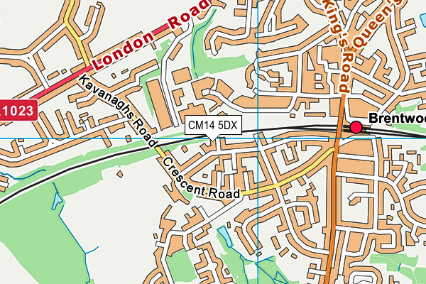 CM14 5DX map - OS VectorMap District (Ordnance Survey)