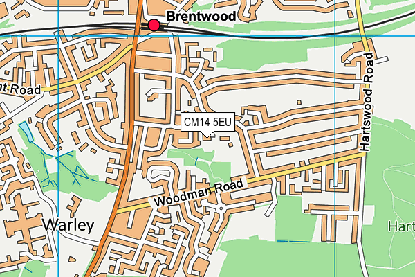 CM14 5EU map - OS VectorMap District (Ordnance Survey)