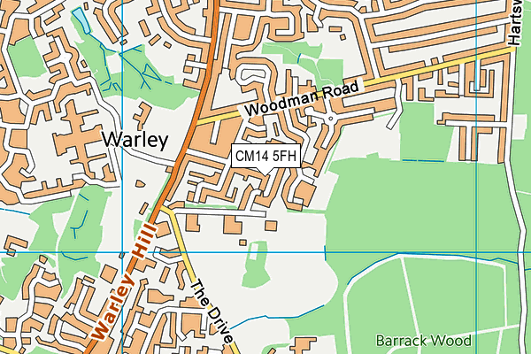 CM14 5FH map - OS VectorMap District (Ordnance Survey)