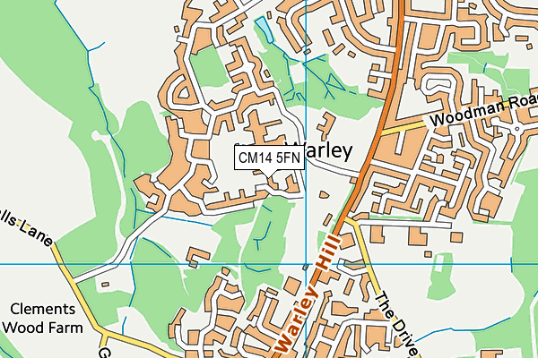 CM14 5FN map - OS VectorMap District (Ordnance Survey)