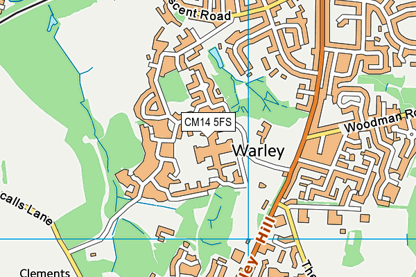 CM14 5FS map - OS VectorMap District (Ordnance Survey)