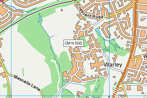 CM14 5GD map - OS VectorMap District (Ordnance Survey)