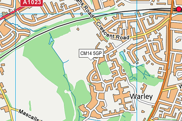 CM14 5GP map - OS VectorMap District (Ordnance Survey)