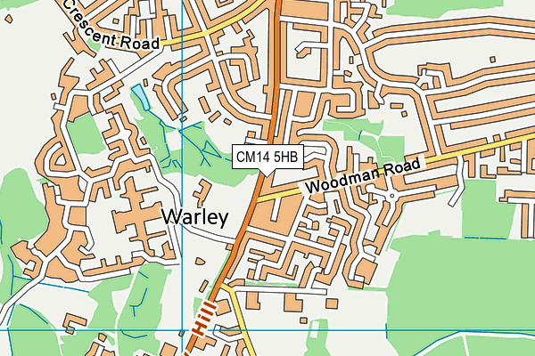 CM14 5HB map - OS VectorMap District (Ordnance Survey)