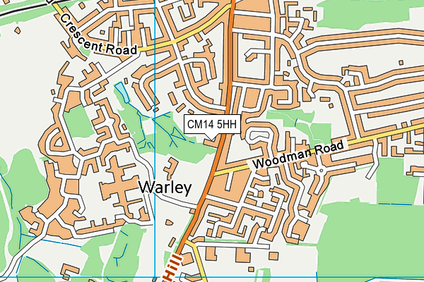 CM14 5HH map - OS VectorMap District (Ordnance Survey)