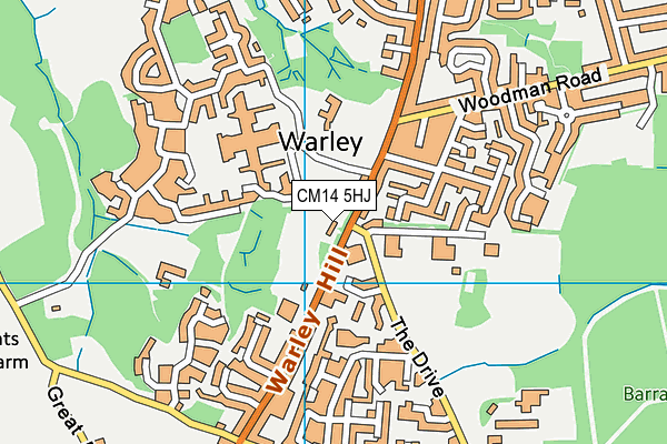 CM14 5HJ map - OS VectorMap District (Ordnance Survey)