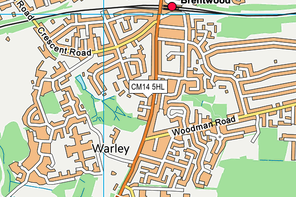 CM14 5HL map - OS VectorMap District (Ordnance Survey)