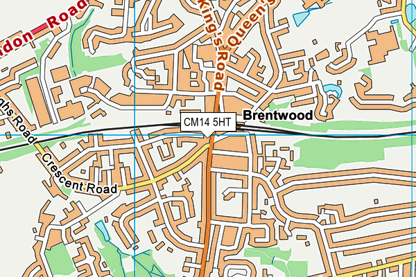 CM14 5HT map - OS VectorMap District (Ordnance Survey)