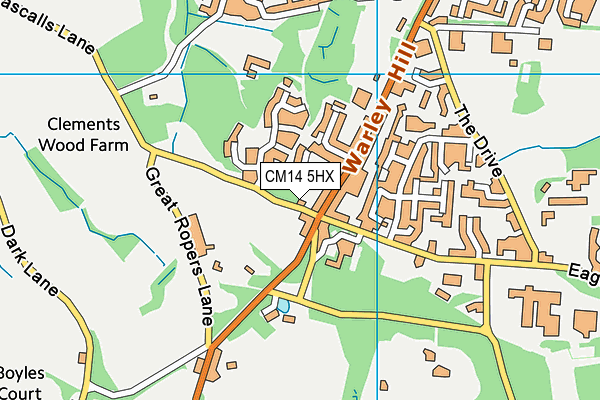 CM14 5HX map - OS VectorMap District (Ordnance Survey)