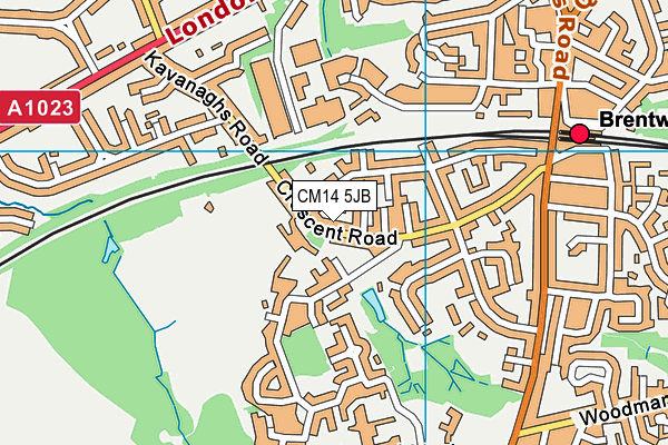 CM14 5JB map - OS VectorMap District (Ordnance Survey)