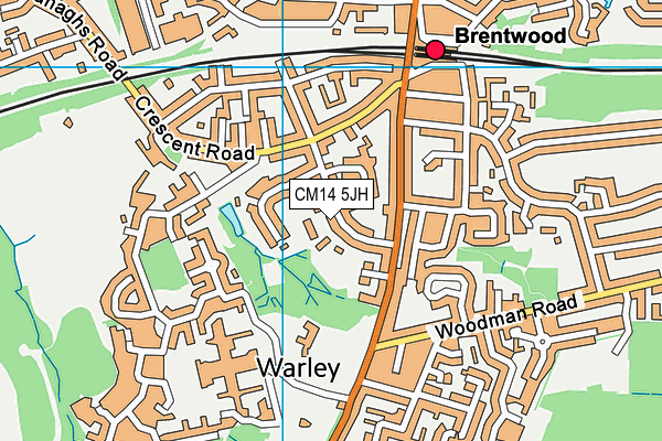 CM14 5JH map - OS VectorMap District (Ordnance Survey)