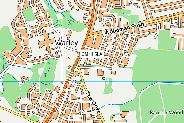 CM14 5LA map - OS VectorMap District (Ordnance Survey)