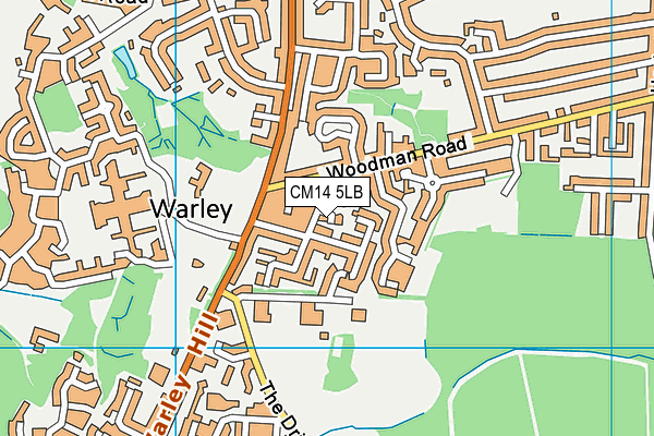CM14 5LB map - OS VectorMap District (Ordnance Survey)