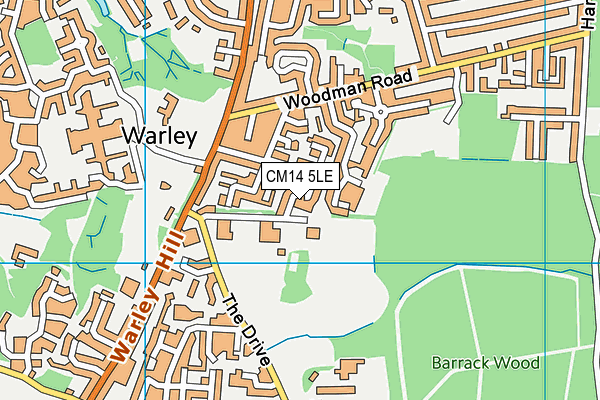CM14 5LE map - OS VectorMap District (Ordnance Survey)