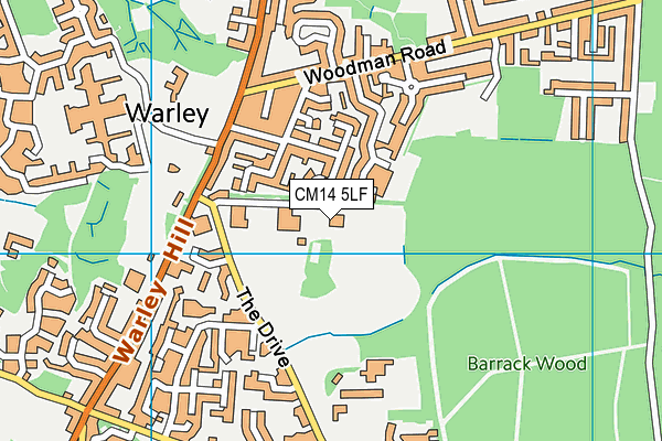 Warley Primary School map (CM14 5LF) - OS VectorMap District (Ordnance Survey)