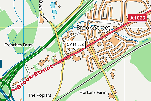 CM14 5LZ map - OS VectorMap District (Ordnance Survey)