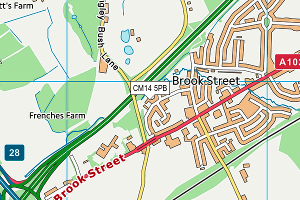 CM14 5PB map - OS VectorMap District (Ordnance Survey)