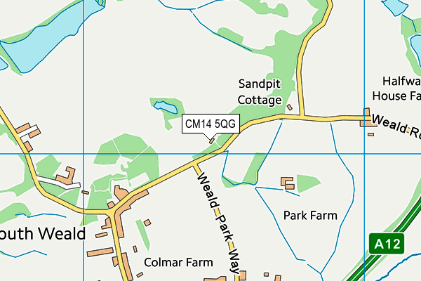 Brookweald Cricket Club map (CM14 5QG) - OS VectorMap District (Ordnance Survey)