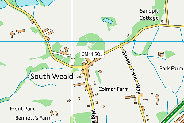 CM14 5QJ map - OS VectorMap District (Ordnance Survey)