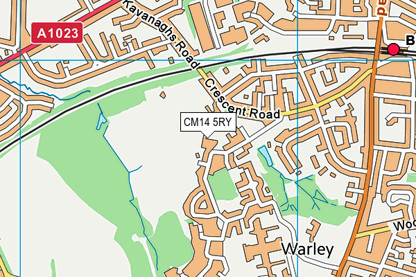CM14 5RY map - OS VectorMap District (Ordnance Survey)