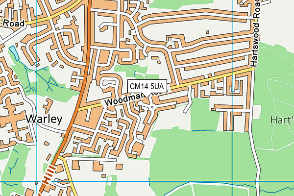 CM14 5UA map - OS VectorMap District (Ordnance Survey)