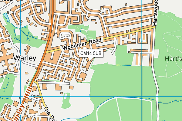CM14 5UB map - OS VectorMap District (Ordnance Survey)