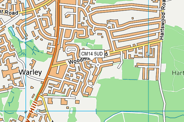 CM14 5UD map - OS VectorMap District (Ordnance Survey)