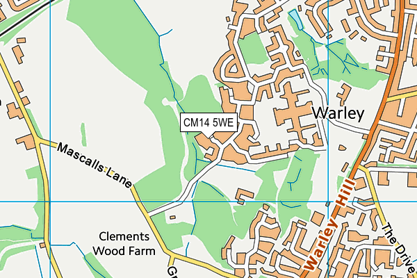 CM14 5WE map - OS VectorMap District (Ordnance Survey)