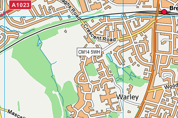 CM14 5WH map - OS VectorMap District (Ordnance Survey)