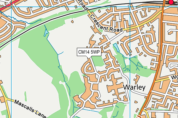 CM14 5WP map - OS VectorMap District (Ordnance Survey)