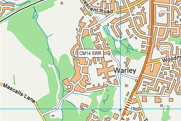 CM14 5WR map - OS VectorMap District (Ordnance Survey)