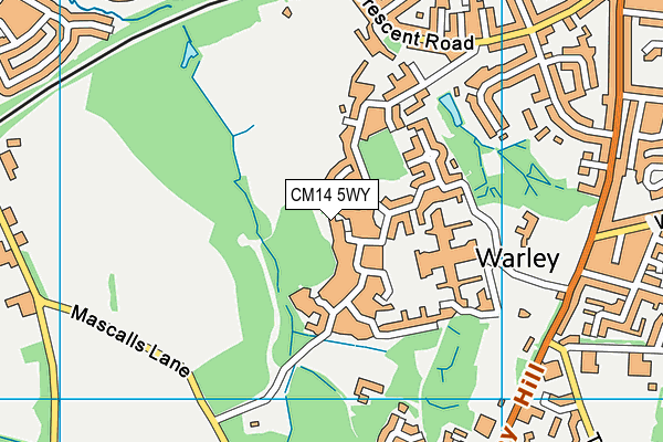 CM14 5WY map - OS VectorMap District (Ordnance Survey)