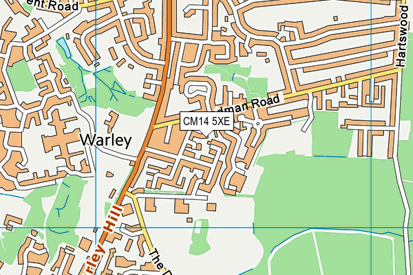 CM14 5XE map - OS VectorMap District (Ordnance Survey)