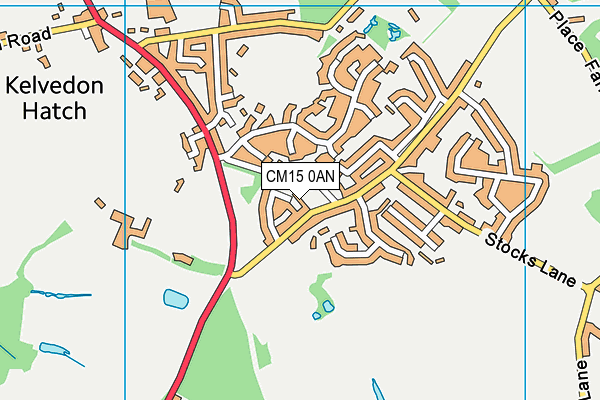 CM15 0AN map - OS VectorMap District (Ordnance Survey)