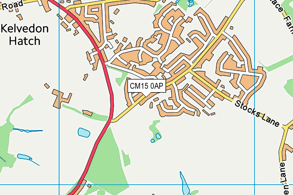 CM15 0AP map - OS VectorMap District (Ordnance Survey)