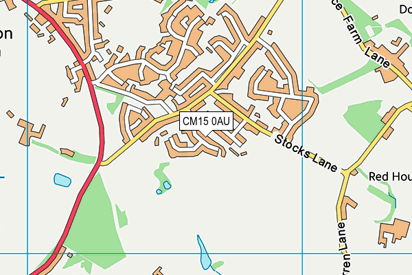 CM15 0AU map - OS VectorMap District (Ordnance Survey)