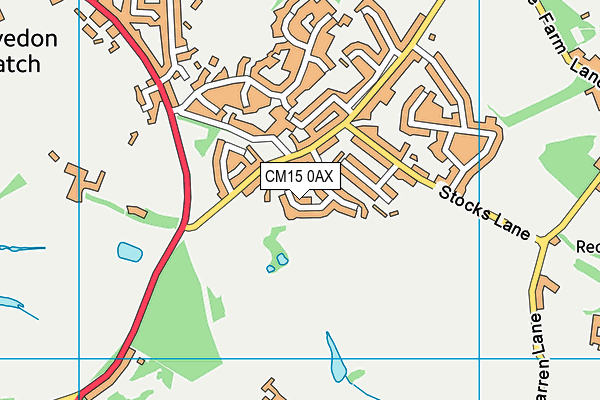CM15 0AX map - OS VectorMap District (Ordnance Survey)