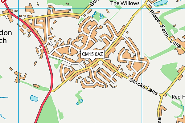 CM15 0AZ map - OS VectorMap District (Ordnance Survey)