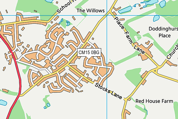 CM15 0BG map - OS VectorMap District (Ordnance Survey)